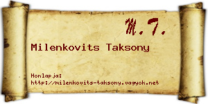 Milenkovits Taksony névjegykártya